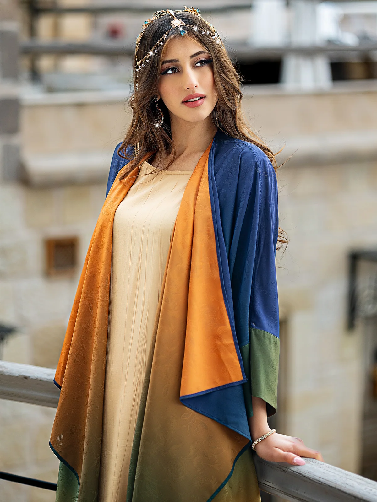 Multicolor Gradient Open Abaya