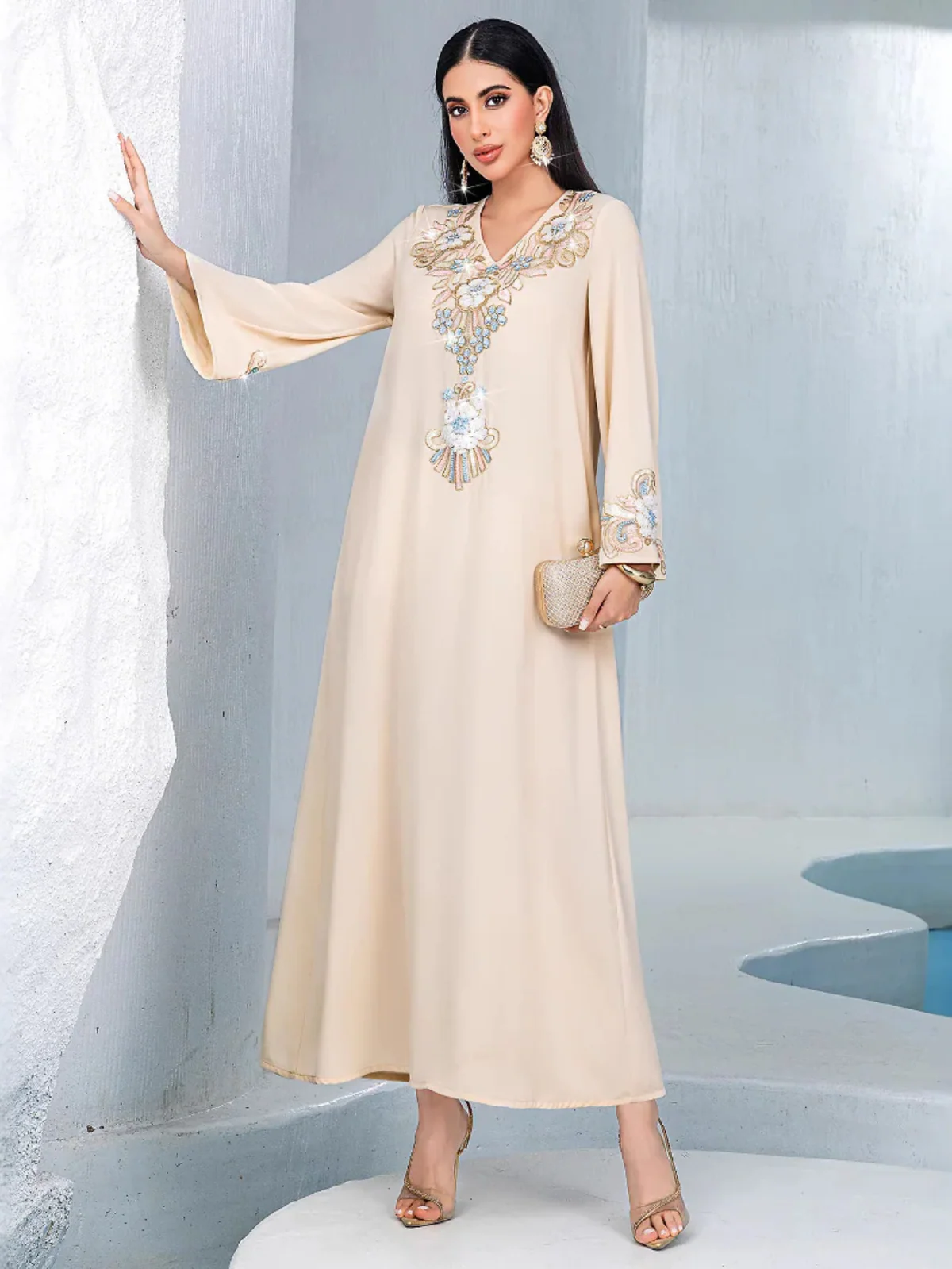 3D Floral Embroidered Loose Dress