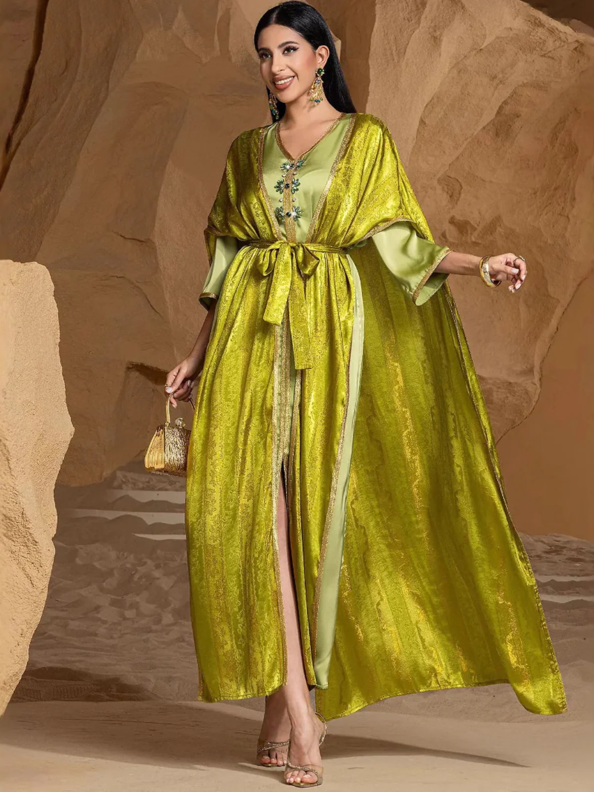 Metallic Two-Piece Abaya Set