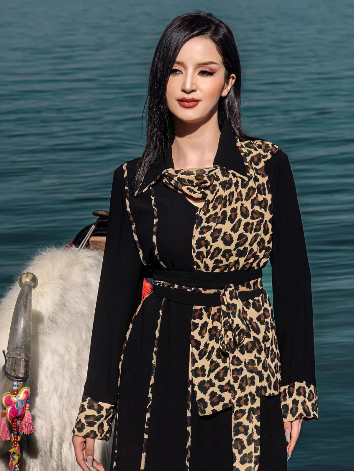 Leopard-Print Square-Neck Dress