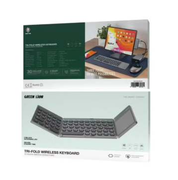 Tri-Fold Wireless Keyboard with Scissor-Switch Structure, 180mAh Battery, Universal Compatibility, Over 20 Days of Working Time, High-Sensitivity Touchpad, Comfortable & Quiet Input - Gray