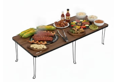 Foldable Camping Table with Removable Steel Mesh Grill, 400°C Heat Limit, Heat Vents, Charcoal & Briquettes Fuel, Best Folding Picnic Table for BBQ, Grilling, Parties, Backyards, Beaches