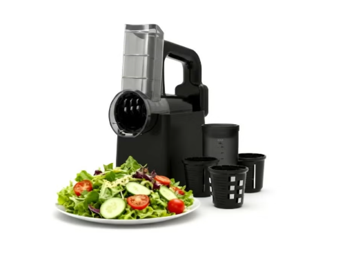 Green Lion 3 in 1 Salad Maker-Slicing , Chopping , Shredding / Battery 2000mAh / Electric Salad Machine for Cheeses, Fruits, Vegetables / Power 40W / 250 RPM / Stainless Steel Blades / Charging Port USB-C - Blac