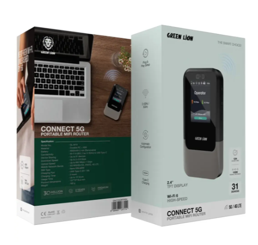 Green Lion Connect 5G Portable MiFi Router - Black