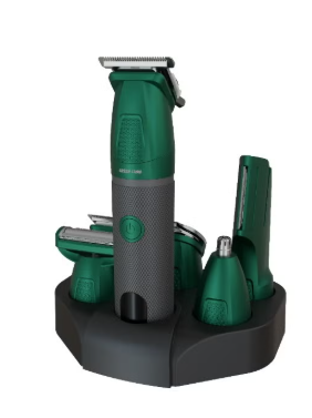 Green Lion Style Pro 6-in-1 Grooming Kit with Hair, Body, Nose, Ear Trimming , 3 Hours Working Time, USB-C Recharging, Charging Base, IPX6 Waterproof - Green