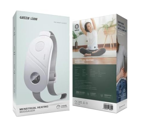 Green Lion Menstrual Heating Massager, Period Cramps Relief, Fast Pain Relief, Close-fitting & Comfortable, Fast Heating, Low Noise, Digital Display, 2 hours Working time - White