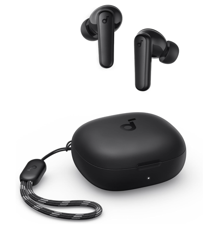 Anker Soundcore by Anker R50i True Wireless Earbuds, 10mm Drivers with Big Bass, Bluetooth 5.3, 30H Long Playtime, Water-Resistant, 2 Mics for AI Clear Calls, 22 Preset EQs, Customization via App (Black)