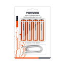 Porodo Aaa (4 Pcs) Rechargeable Lithium Battery 800Mwh With 4In1 Type C Charging Cable