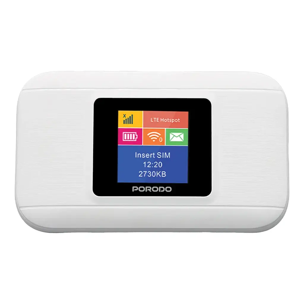 Porodo Nexfi 3000mAh 4g LTE Portable WiFi Router Multi-User Connection - White