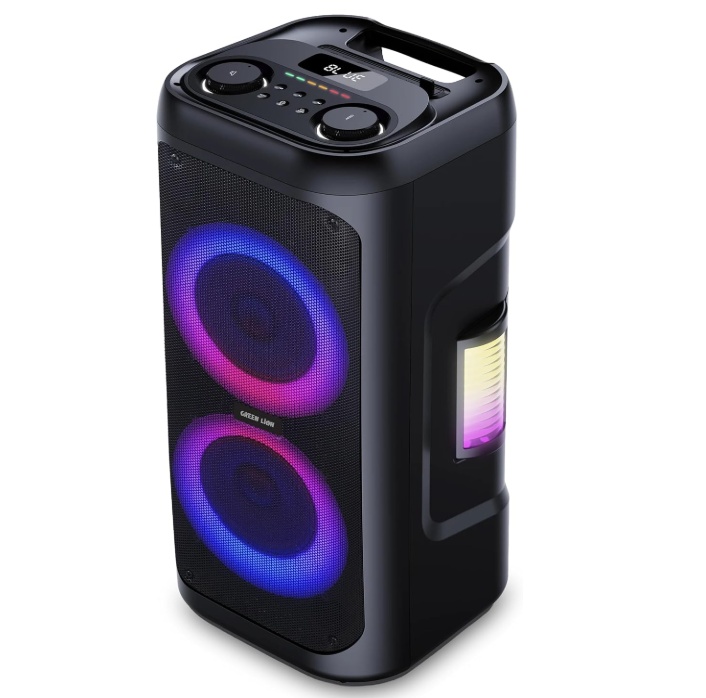 Green Lion Party Life 700 Portable Speaker, 60W, Dual 6.5" Drivers, RGB Lighting, 5400mAh Battery, Bluetooth 5.4, TWS Stereo