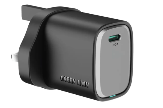 Green Lion Supra 33W UK Wall Charger - Black/Grey