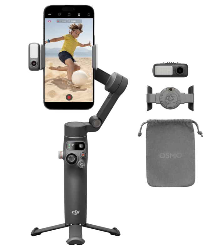 DJI Osmo Mobile 7P Gimbal Stabilizer for iPhone, Android, Native Tracking, 3-Axis Phone Gimbal, Built-in Extension Rod & Tripod, Phone Charging