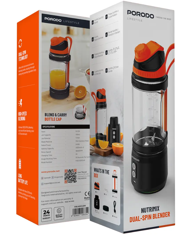 Porodo Lifestyle Nutrimix Dual-Spin Blender (black)