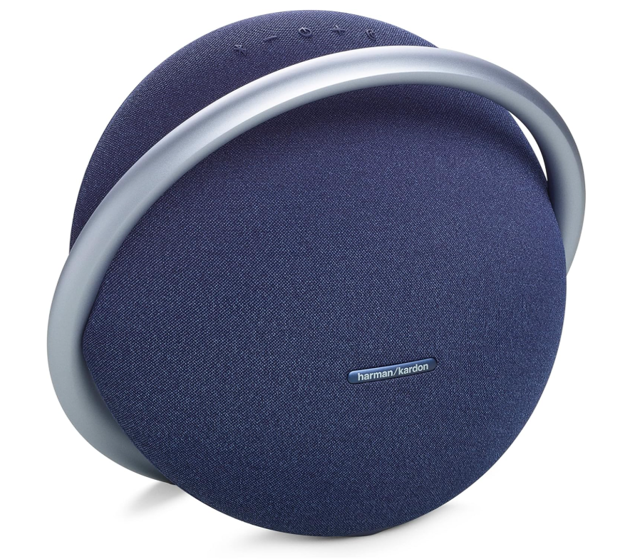 JBL Harman Kardon Onyx Studio 8 Bluetooth Speaker – Powerful 50W Stereo Sound, Self-Tuning, Built-In Dual Mic, 8-Hour Battery, Elegant Blue Design, Eco-Friendly Materials (HKOS8BLUUK) (Renewed)