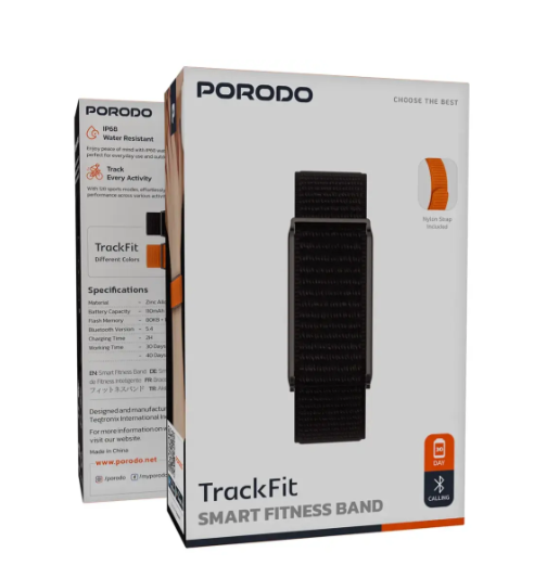 Porodo TrackFit Smart Fitness Bracelet - Black