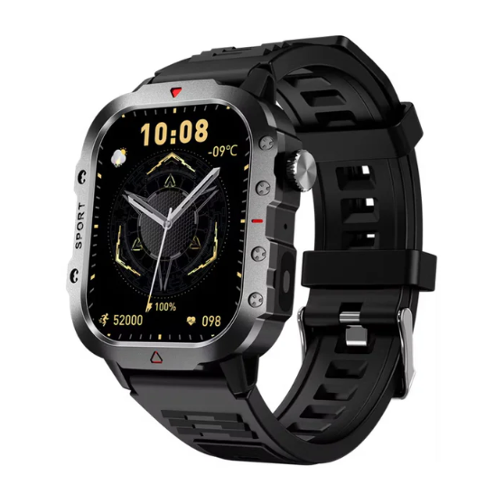 Green Lion Gravix Smart Watch with Multiple Sport Modes, 200mAh Battery Capacity, Remote Capture, IP65 Water Resistance Level, Bluetooth Version 5.3, Heart Rate Monitor - Black