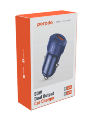 Porodo 50W Dual Port Car Charger PD 20W QC 30W