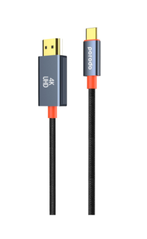 Porodo Woven Cable Type-C to HDMI - Black