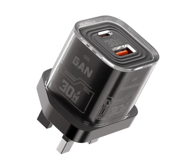 Porodo Tezclarte Quick Wall Charger Dual-Port Fast Charging Black