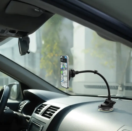 Porodo Vindex Magnetic Car Mount with Extended Flexible Pole - Black