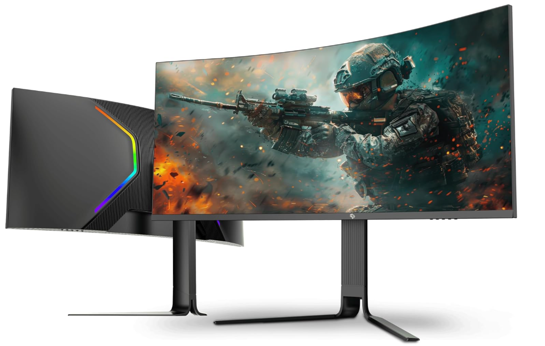 Porodo 34 Inch Curved Gaming Monitor, UltraWide HDR 200Hz Monitor, QHD [3440×1440P], Ergonomic 3-Axis Stand, Flicker-Free, DisplayPort/HDMI/Type-C Ports, Compatible with NVIDIA G-Sync & AMD FreeSync