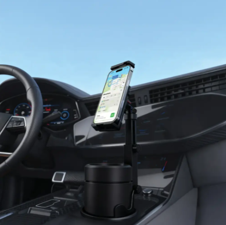 Porodo Blue Cradle Car Cup Phone Holder with Adjustable Arm - Black