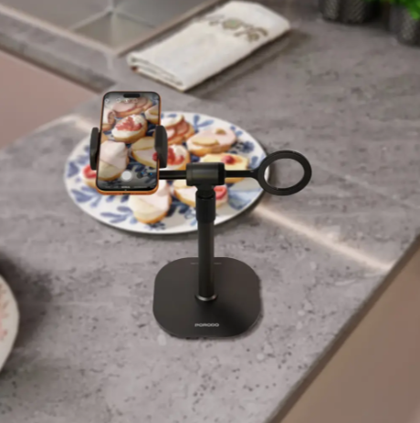 Porodo Evostand 360° Dual Rotating Phone Holder with Anti-Slip Base - Black