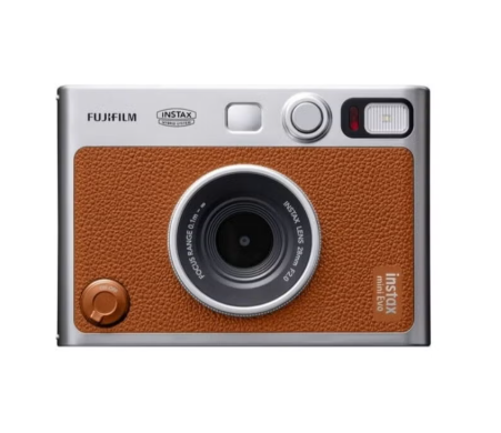 Instax Mini EVO Hybrid Instant Camera – Brown (USB-C) | Instant Print with Digital Preview, Creative Modes & Built-In Selfie Mirror
