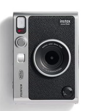 Instax Mini EVO Hybrid Instant Camera – Black (USB-C) | Instant Print with Digital Preview, Creative Modes & Built-In Selfie Mirror