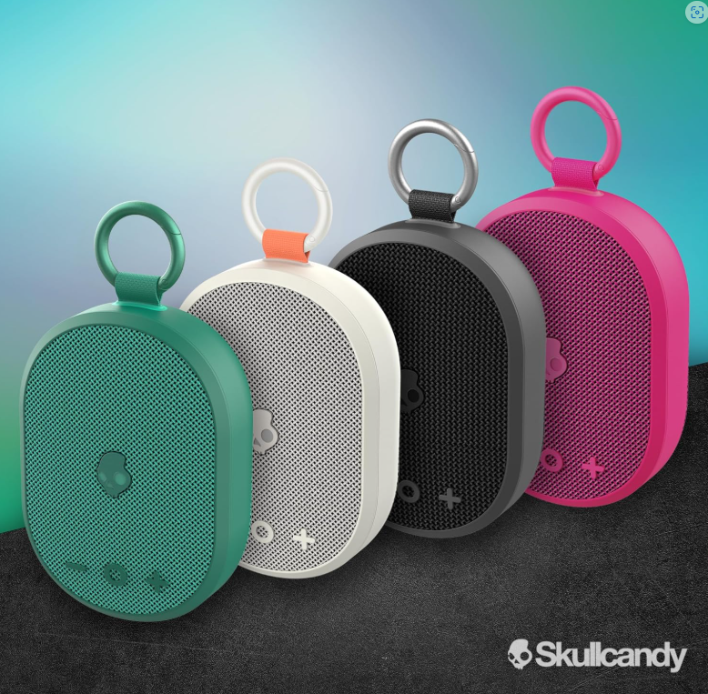 Skullcandy Kilo Wireless Bluetooth Speaker - IPX7 Waterproof Mini Bluetooth Speaker with 24 Hour Battery, Downward Firing Passive Radiator, and True Wireless Pairing - Perfect for Outdoor (Bone)