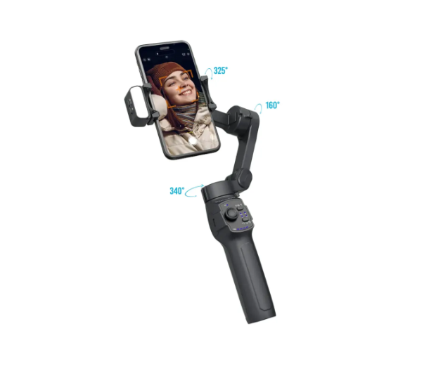 Porodo 3-Axis Gimbal Stabilizer Magnetic Fill Light - Black