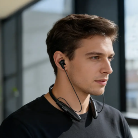 Porodo Blue Wireless Magnetic Neckband Dual Bluetooth Pairing - Black