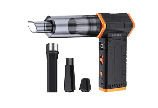 Porodo 2-In-1 Air Duster & Vacuum Cleaner with 4 Replaceable Nozzles - Black