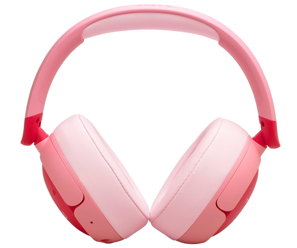 JBL Junior 470 NC Wireless Over-Ear Bluetooth Headphones with Active Noise Cancelling for Kids, Microphone, 50h Playback, JBL Safe Sound, Low Volume, Easy Operation and Stickers, Pink