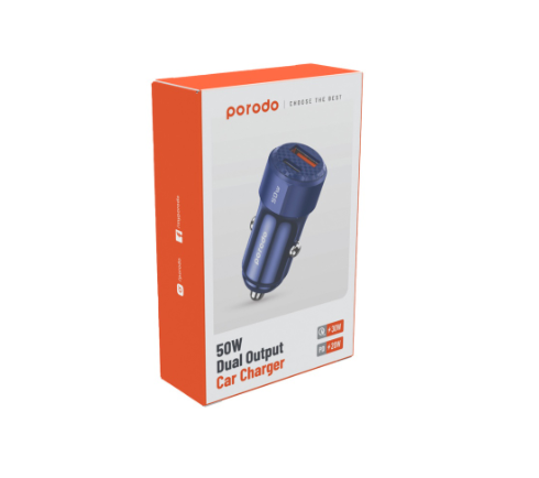 Porodo 50W Dual Port Car Charger PD 20W QC 30W