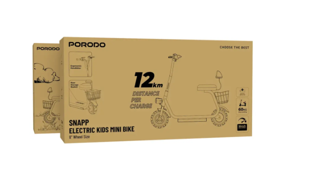 Porodo Snapp Electric Kids Mini Bike with 8" Wheel Size - Beige