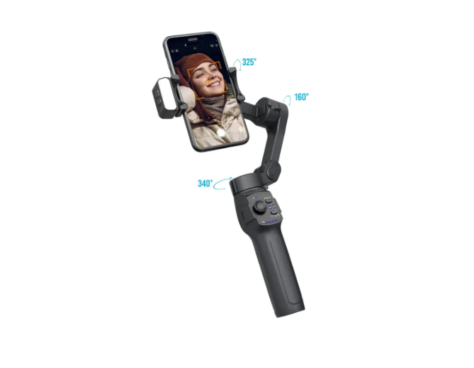 Porodo 3-Axis Gimbal Stabilizer Magnetic Fill Light - Black
