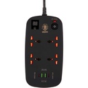 Green Lion Smart Power Strip with Multiple Outlets 4 AC, 2 USB, and 2 USB-C PD 40W 3500W 3 meters by Madongkje - Black