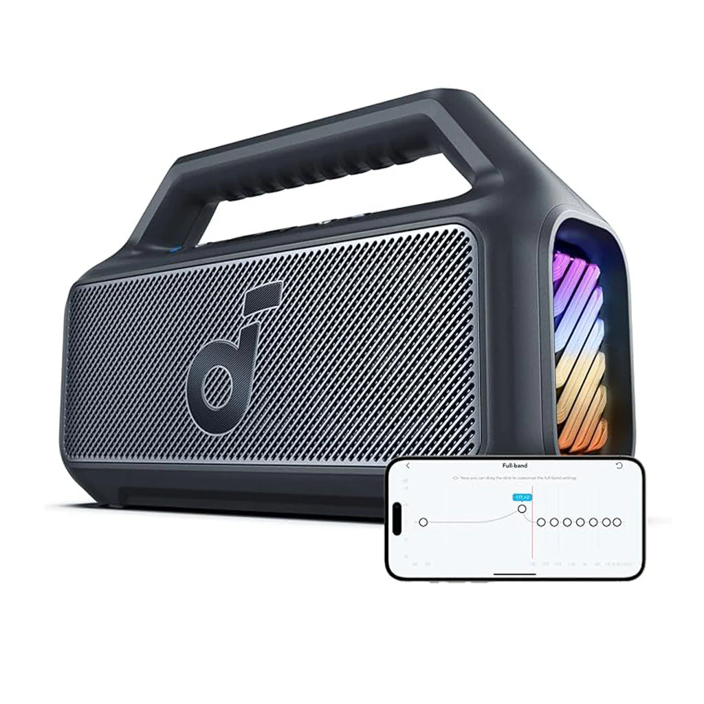 Soundcore Boom 2 by Anker – 80W Outdoor Bluetooth Speaker with Subwoofer, BassUp 2.0, RGB Lights, IPX7 Waterproof & Floatable, 24H Playtime