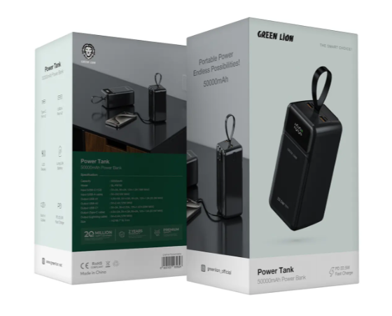 Green Lion Power Tank 50000mAh Power Bank - Black