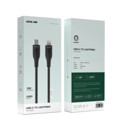 Green Lion USB-C To Lightning PVC Cable - Black