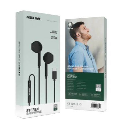 Green Lion Stereo Earphones- BLACK