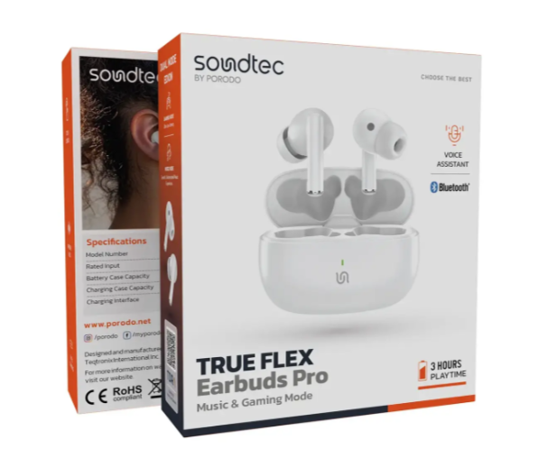 Porodo Soundtec True Flex Earbuds Pro- WHITE