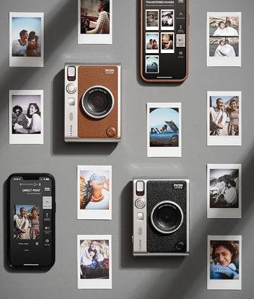 Fujifilm INSTAX Mini EVO Hybrid Instant Camera – Black (USB-C) | Instant Print with Digital Preview, Creative Modes & Built-In Selfie Mirror