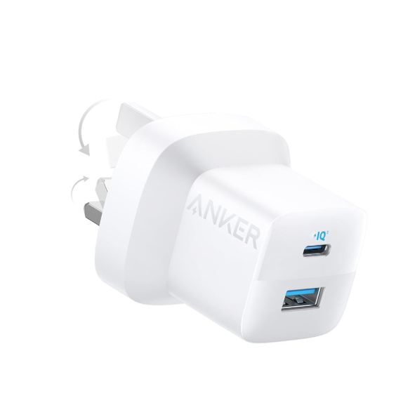 Anker USB C Plug, 323 Charger (33W), 2-Port Compact USB C Charger with Foldable Plug for iPhone 16/16 Pro Max/15/14/13, Samsung, Huawei, Xiaomi, Vivo, Oppo and More (Cable Not Included) - White