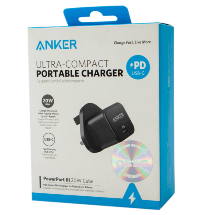 Anker PowerPort III 20W Cube USB-C Fast Charger, Compact PD Wall Charger for iPhone, iPad, Switch, AirPods, Black | A2149K11