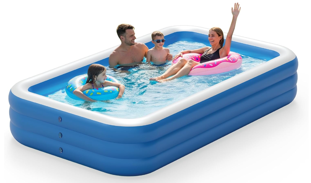 Green Lion Inflatable Swimming Pool for Kids and Adults, 5-7 People, 880L Water Capacity, Outdoor Backyard Garden Swimming Pool, 260x165x60cm, Sun Protection, for Backyard Summer Water Party