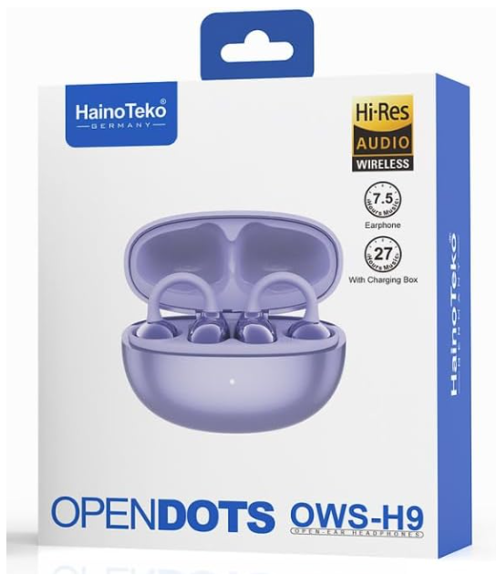 Haino Teko OWS-H9 OpenDots Hi-Res Bluetooth Earphones with Crystal-clear sound Multi Functional Touch Control (Purple)