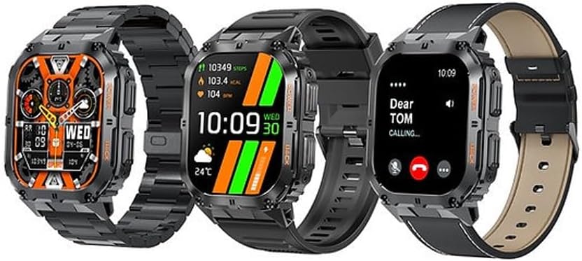 HainoTekoGermany Haino Teko-3 AMOLED Display Waterproof Smart Watch With 3 Pair Straps For Mens