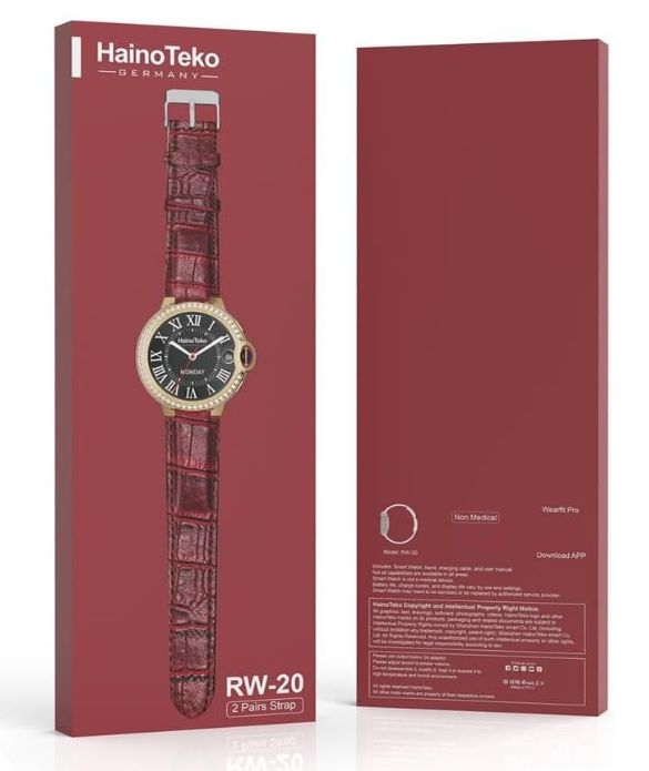 Haino Teko Germany RW 20 Dimond edition classic Round smartwatch with Two set strap for women's and Girls Gold